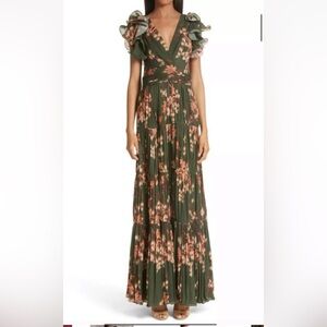 Johanna Ortiz Floral Green Dress